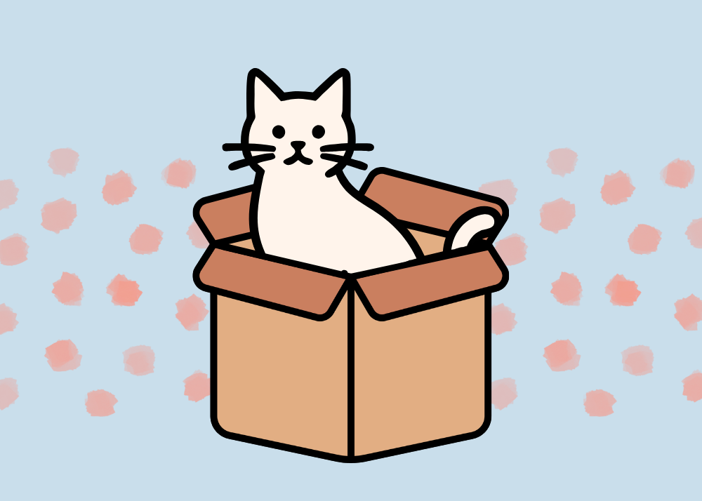 Cartoon cat in a box