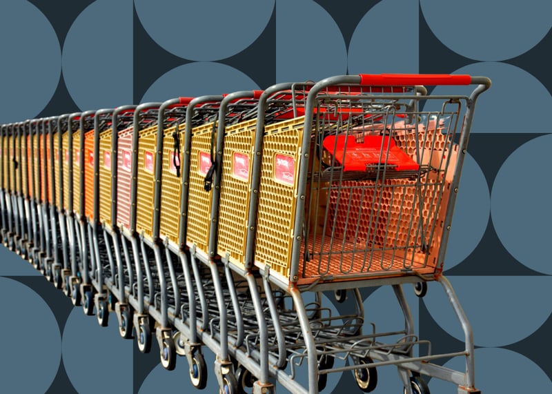Shopping carts on a modern pattern
