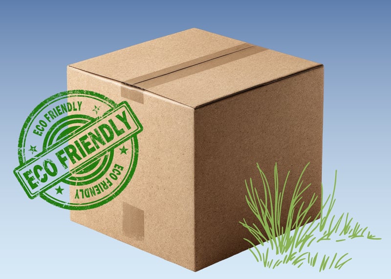 kraft box with eco stamp and grass