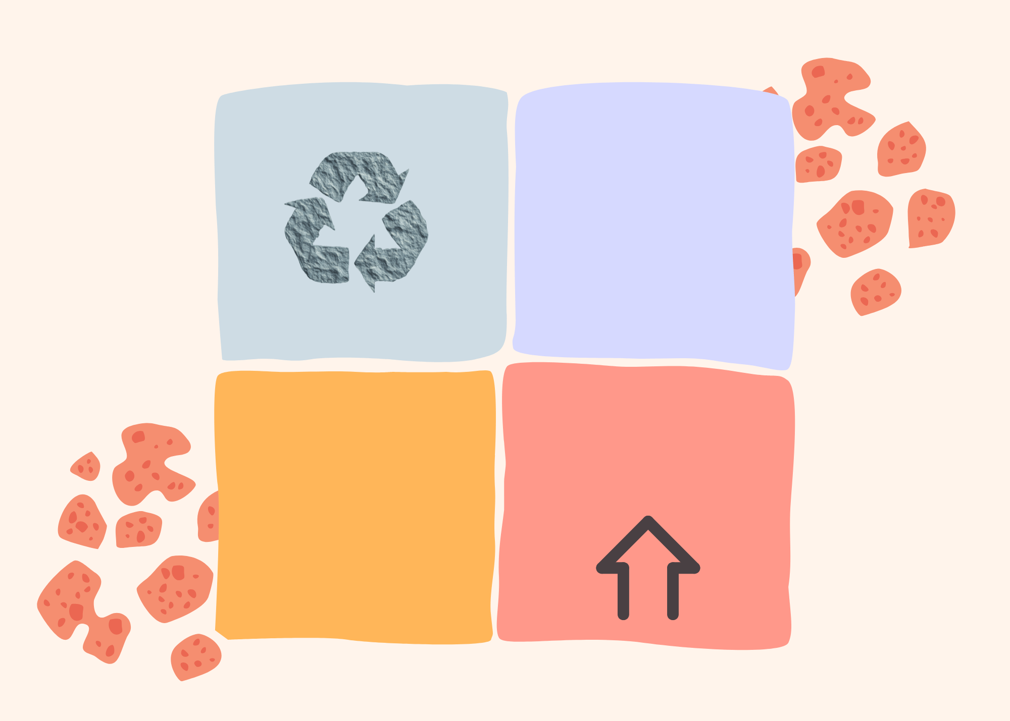 Four colorful stacked graphic boxes