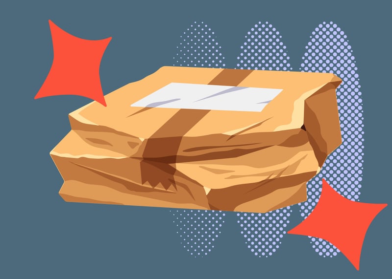 Squished box over graphic pattern