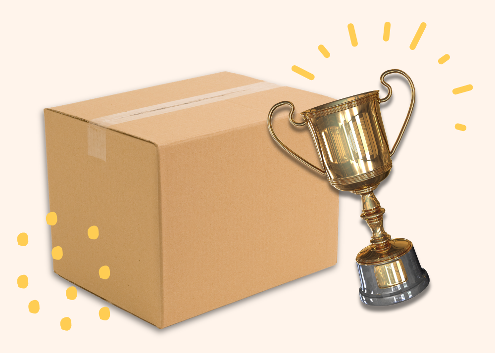 Corrugated box with trophy