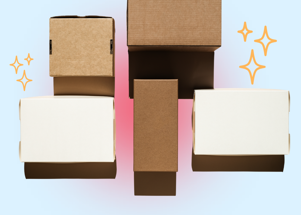 Boxes on a fun gradient background