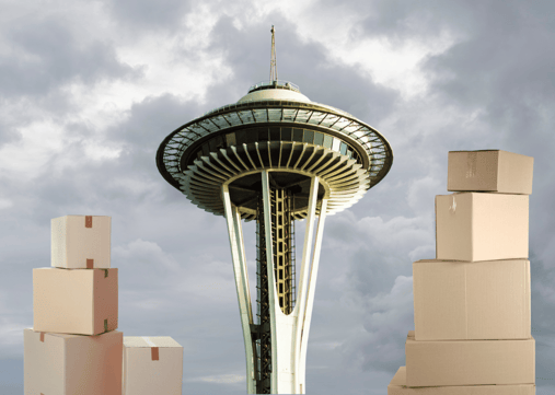 Space Needle with custom corrugated packaging