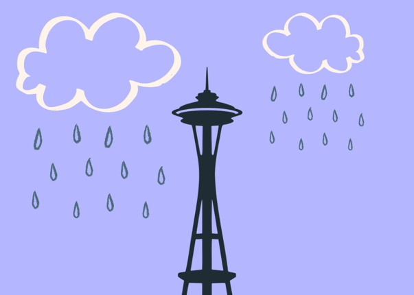 Rainy Space Needle graphic