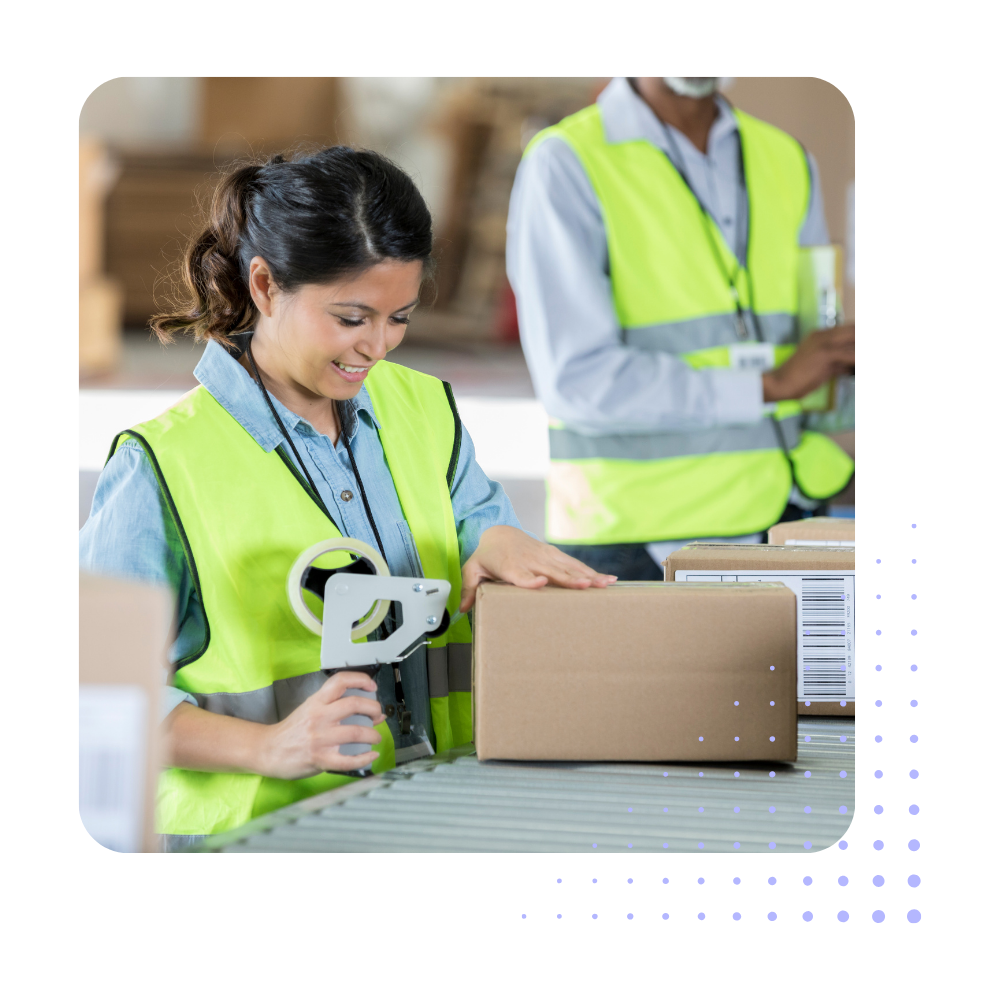 Woman Taping a Box Woman Taping a Box